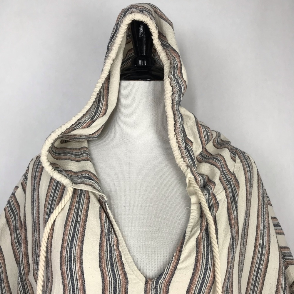 Wild Fable Cap Sleeve Hooded Stripes Poncho - Picture 2 of 6